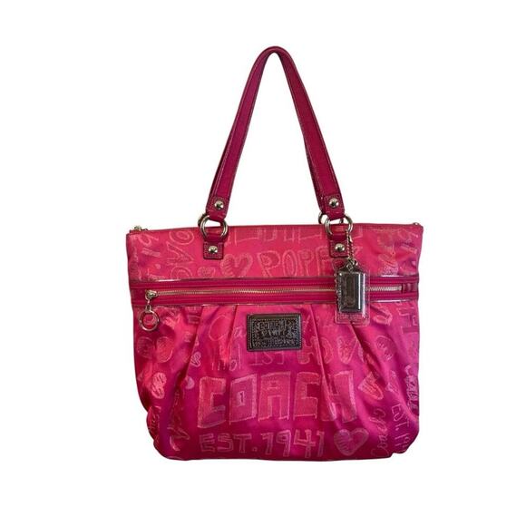 Coach Pink Signature Poppy Admirer Tote - Picture 2 of 10
